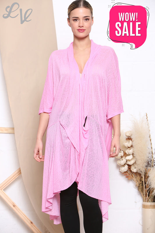 Dames Sloppy Wrap Cardigan Stijl Top Roze