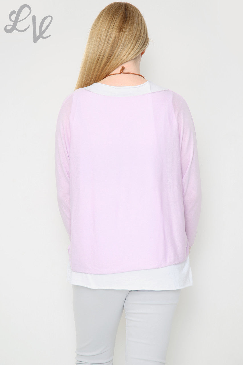 Dames Glitter Ster 2-Laags Top Met Ketting Paars Eenheidsprijs €8,99