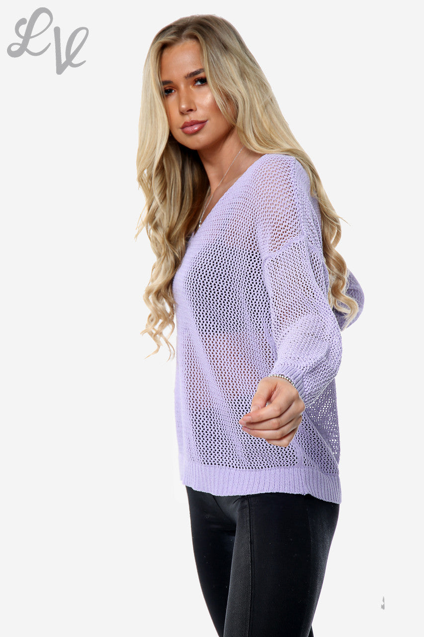 Dames Fishnet Top Paars Eenheidsprijs €9,99