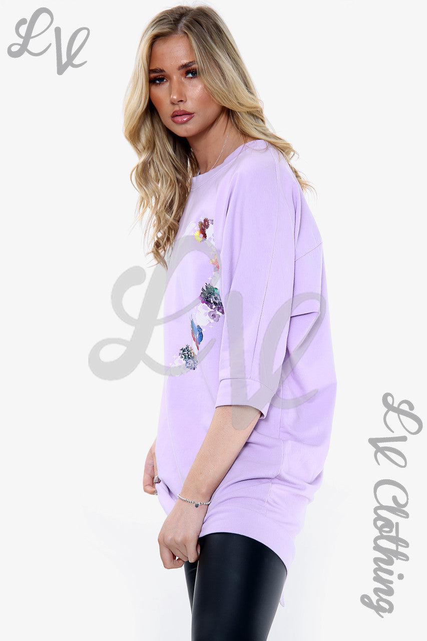 Dames Skull Heart Graphic Top Paars Prijs per stuk € 14,99