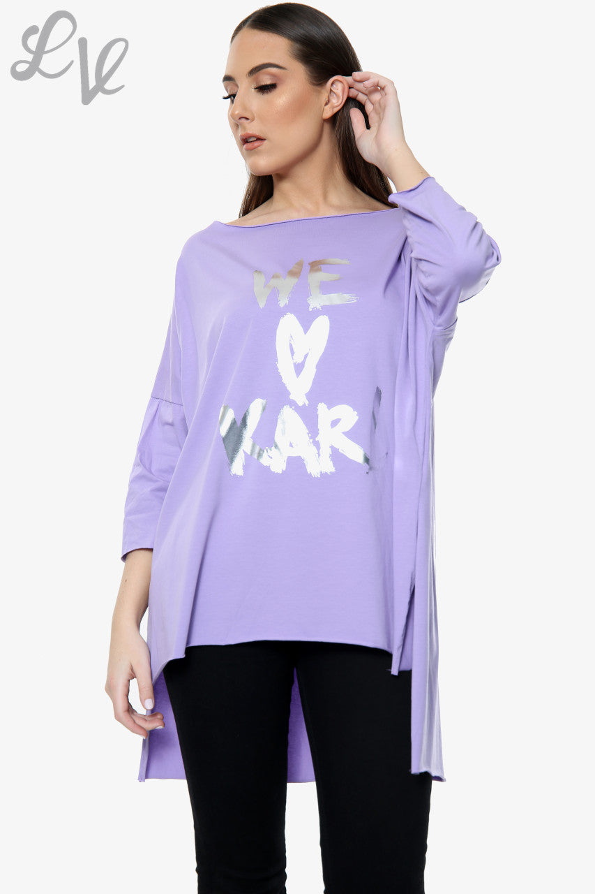 Dames 'We Love Karl' Foil Graphic Top Paars Stukprijs WAS €5,99 NU €2,99