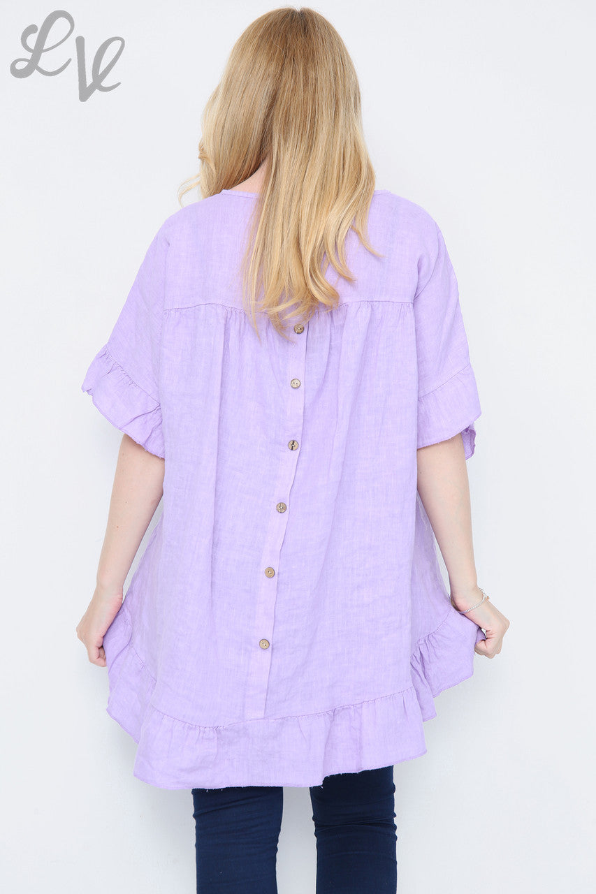 Dames Top Met Ruches En Knopen Achteraan Paars Stukprijs € 13,99