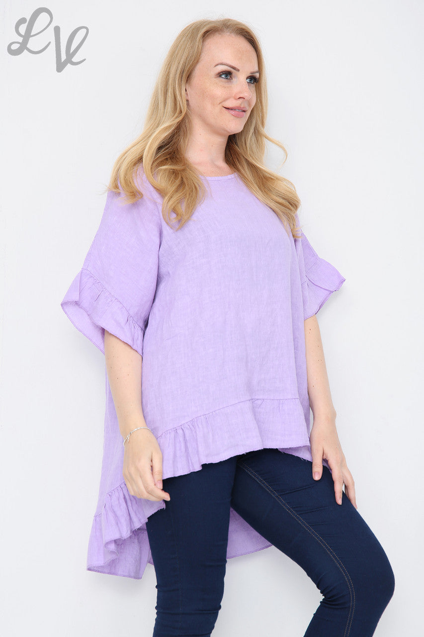 Dames Top Met Ruches En Knopen Achteraan Paars Stukprijs € 13,99