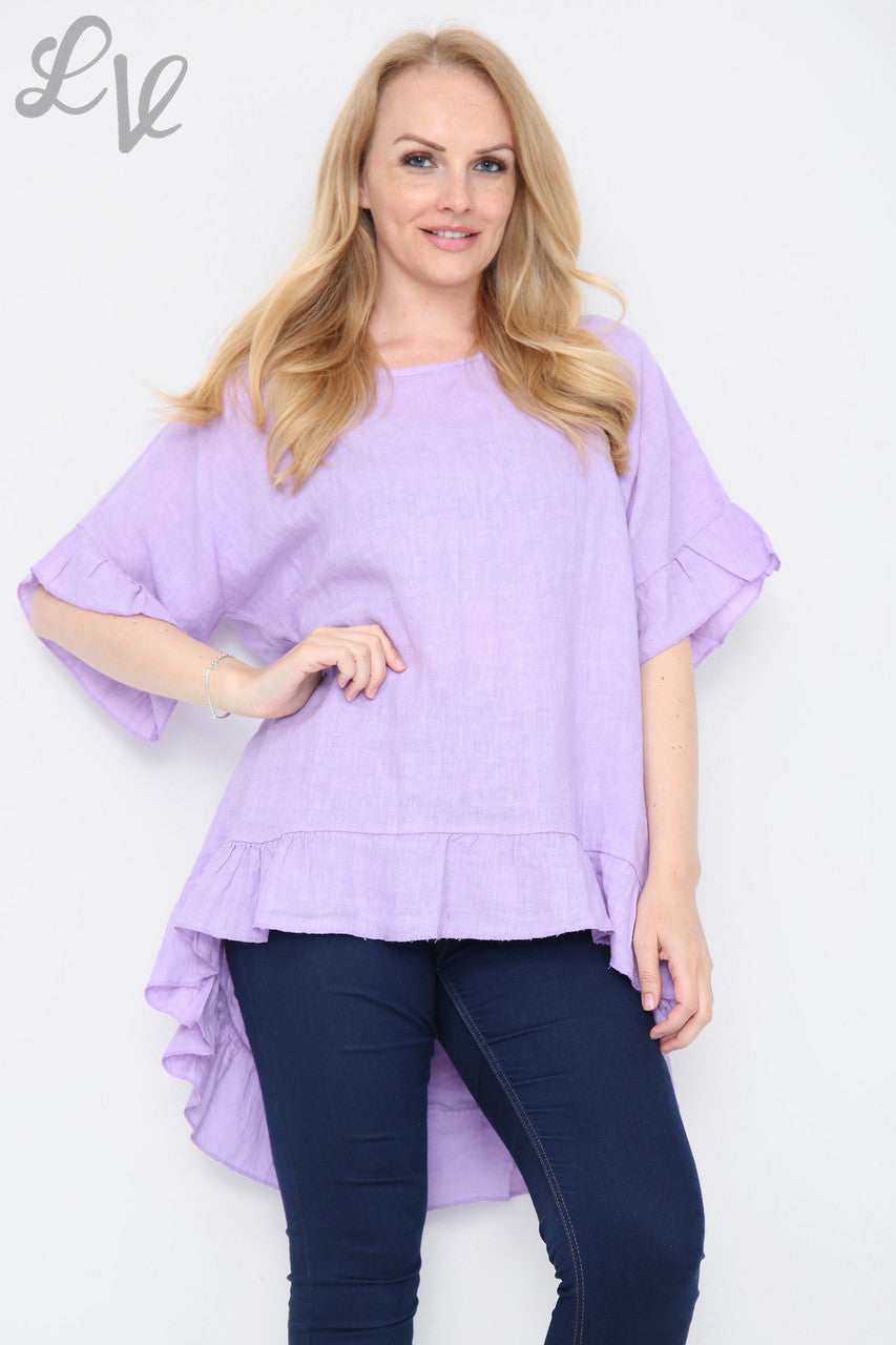 Dames Top Met Ruches En Knopen Achteraan Paars Stukprijs € 13,99