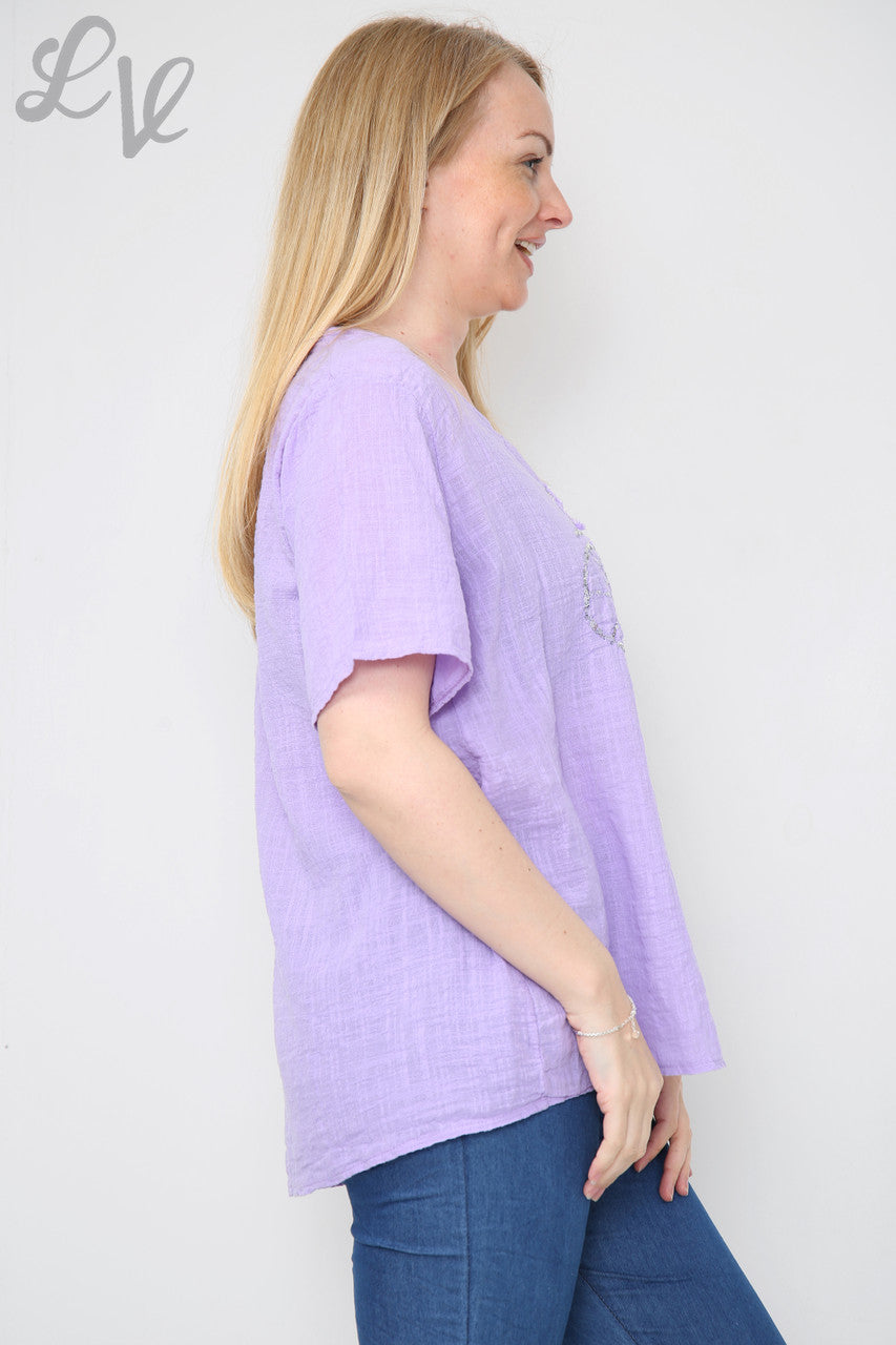 Ladies Bicycle Sequin Top Purple Unit Price £8.99