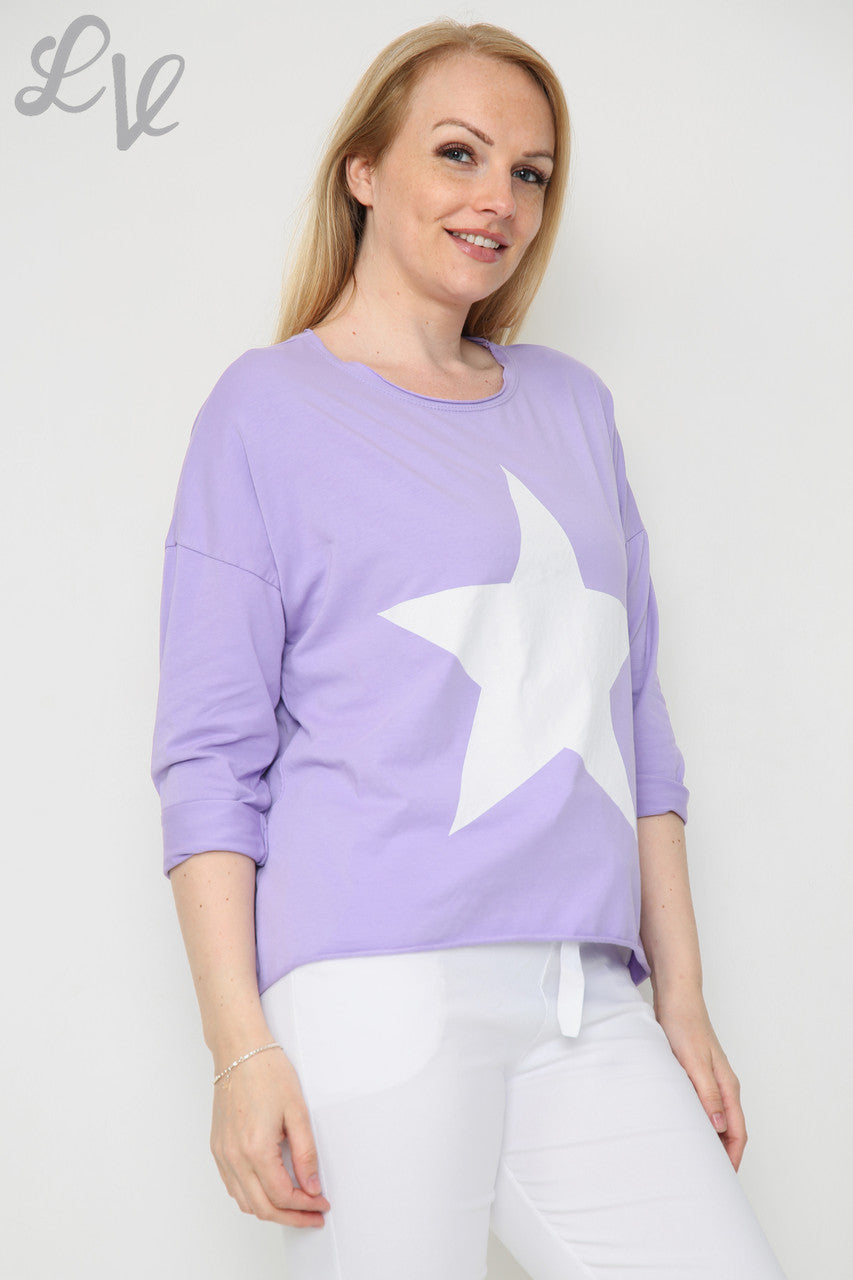 Ladies Star Graphic Top Purple Unit Price £9.99