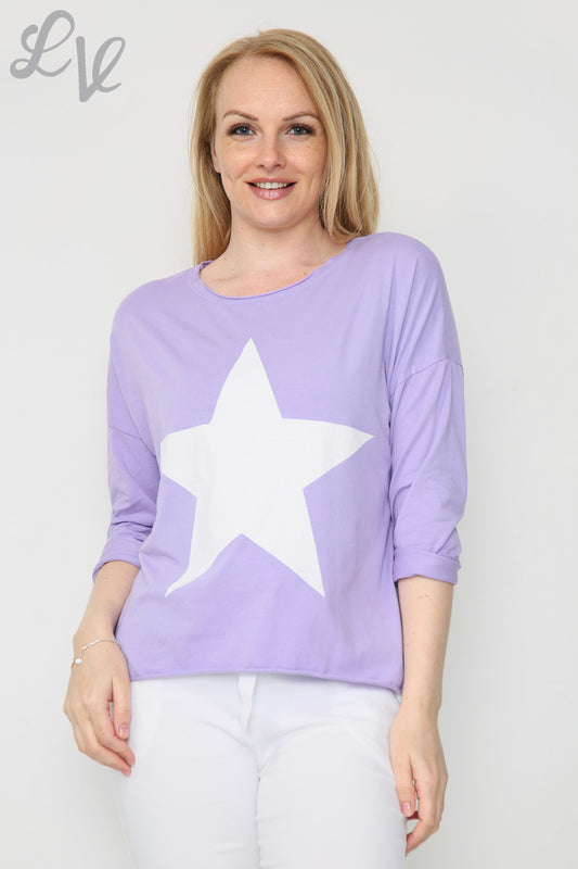 Ladies Star Graphic Top Purple Unit Price £9.99