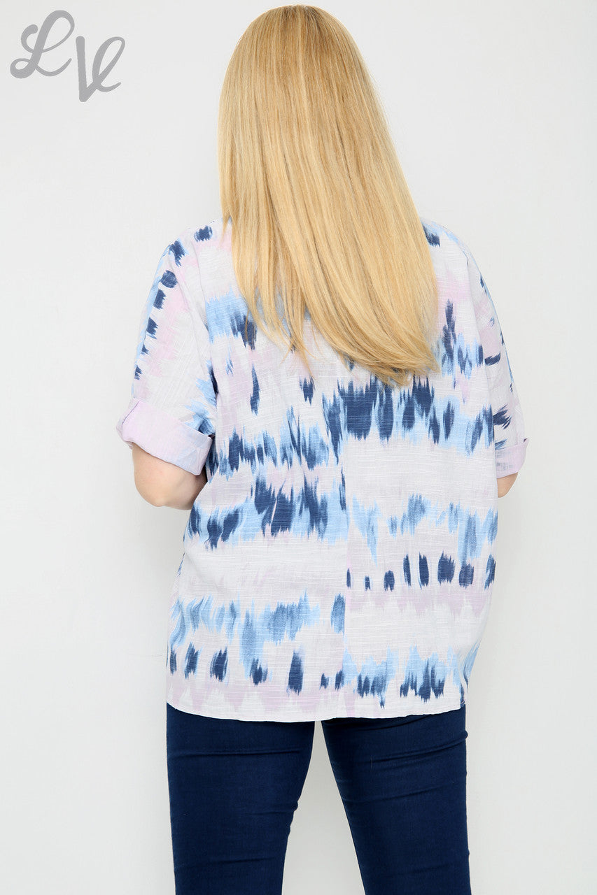 Dames Tie Dye Strepen Print Eenvoudige Top Paars Stukprijs € 7,99