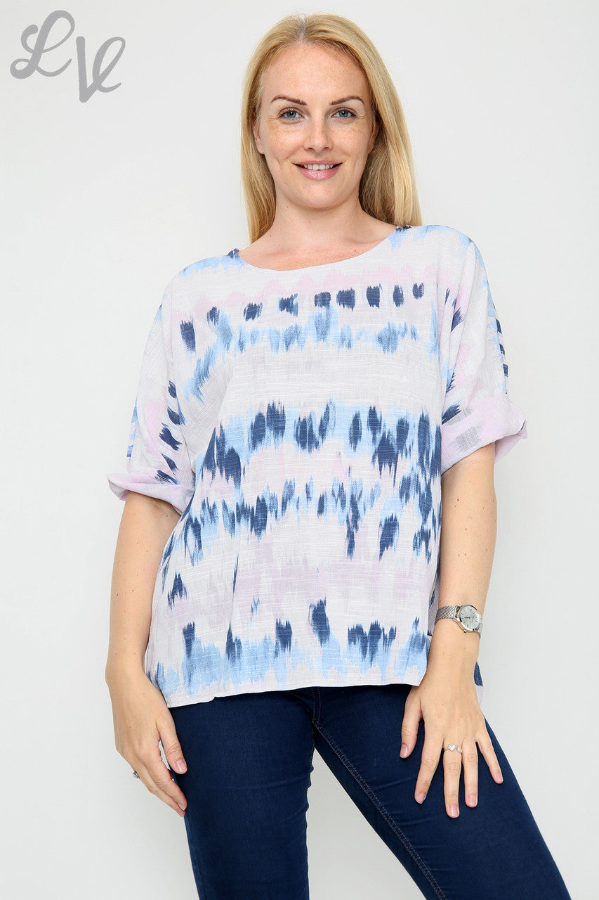 Dames Tie Dye Strepen Print Eenvoudige Top Paars Stukprijs € 7,99