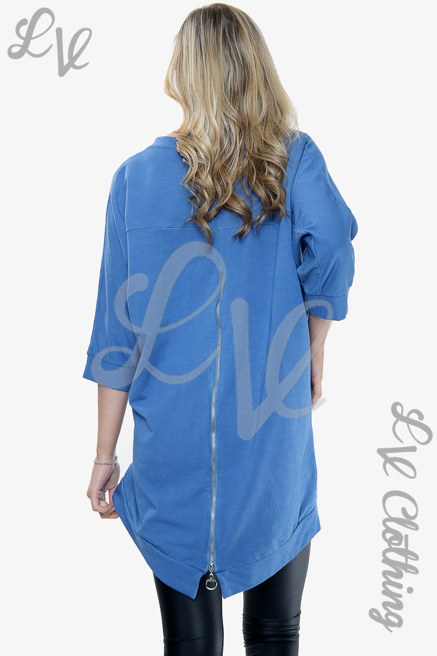 Dames Top met doodshoofd en hart, koningsblauw, prijs per eenheid € 14,99