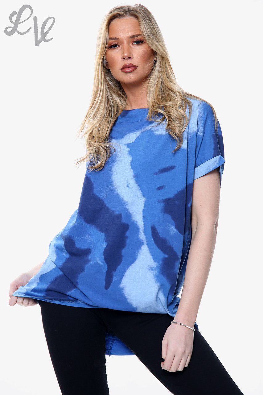 Dames Aquarel Print Top Koningsblauw Prijs per stuk €8,99
