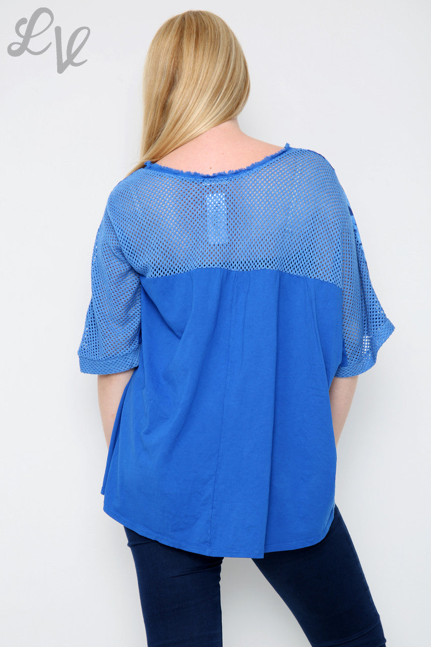 Dames Top Met Abstracte Bloemenprint Koningsblauw Prijs per stuk €12,99