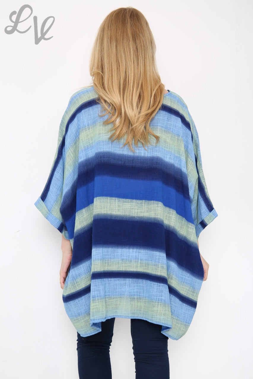 Dames Ombre Kleurrijke Batwing Top Koningsblauw Stukprijs €10,99