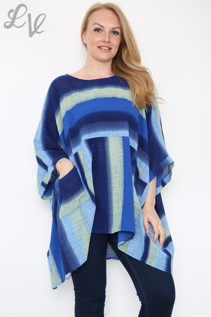 Dames Ombre Kleurrijke Batwing Top Koningsblauw Stukprijs €10,99