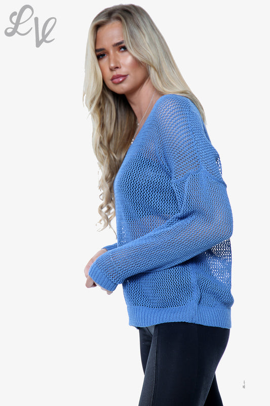 Ladies Fishnet Top Royal Blue Unit Price £9.99