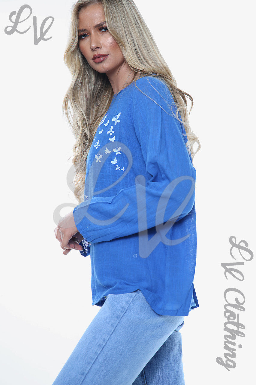 Ladies Dandelion Long Sleeve Top Royal Blue Unit Price £10.99