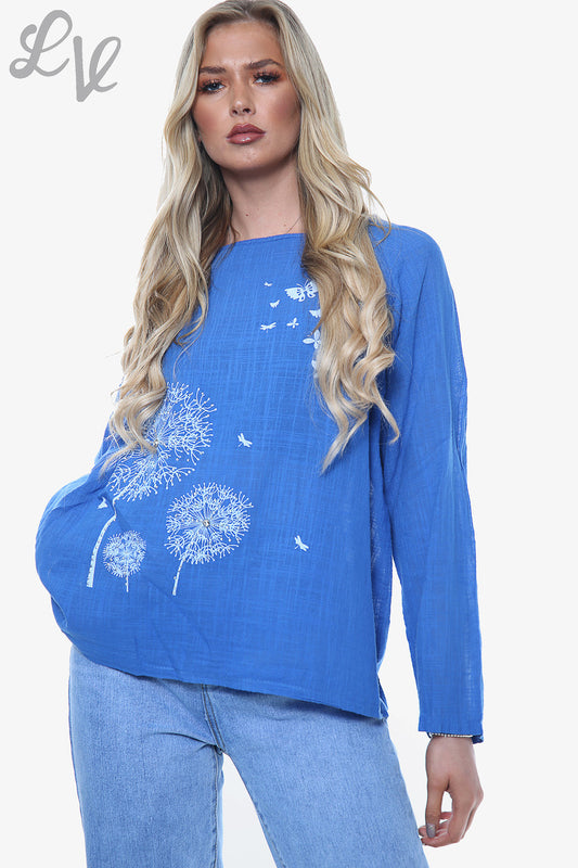 Ladies Dandelion Long Sleeve Top Royal Blue Unit Price £10.99