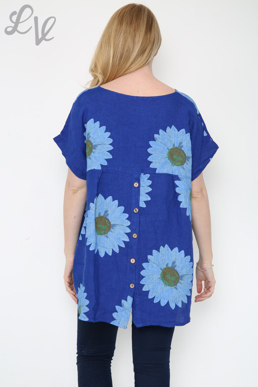 Dames Daisy Top Met Knopen Achteraan Koningsblauw Stukprijs €10,99