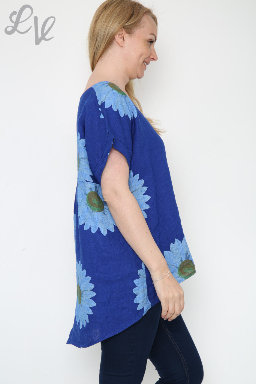 Dames Daisy Top Met Knopen Achteraan Koningsblauw Stukprijs €10,99