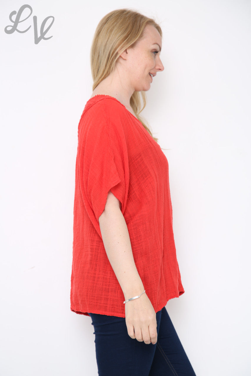 Dames Gehaakte Rugtop Rood Stukprijs € 9,99