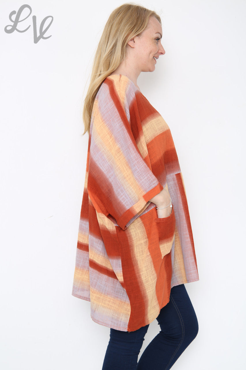 Dames Ombre Kleurrijke Batwing Top Roest Eenheidsprijs €10,99