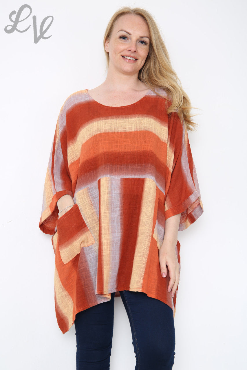 Dames Ombre Kleurrijke Batwing Top Roest Eenheidsprijs €10,99