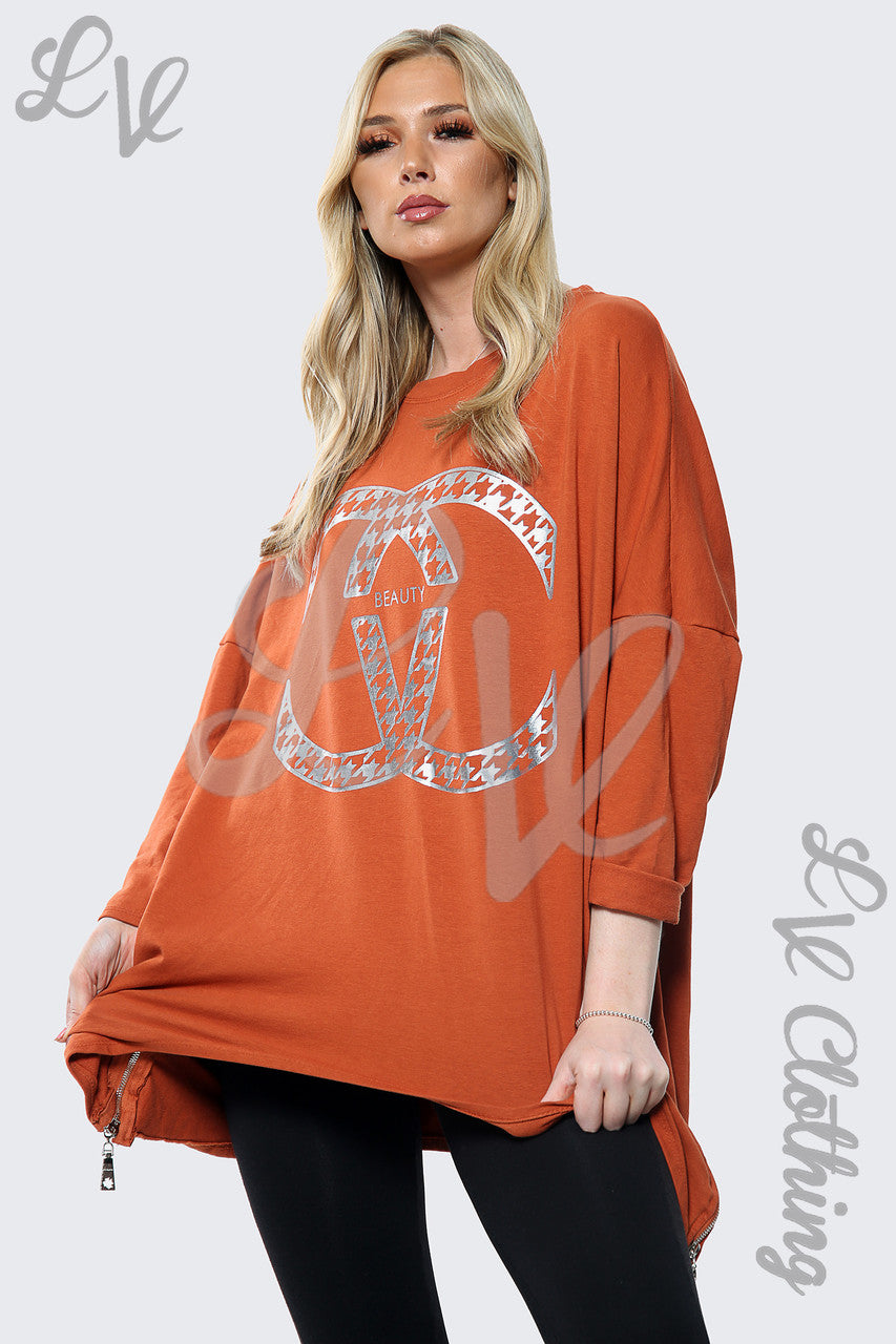 Dames Zilver CC Print Batwing Oversized Top Roeststukprijs € 15,99