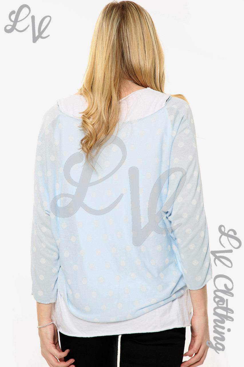 Dames Top Met Stippenprint En Twee Lagen Met Ketting Saliegroen Eenheidsprijs WAS £13.99 NU £6.99