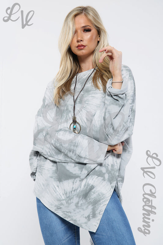 Ladies Acid Wash V Hem Top Silver - Unit Price £8.99