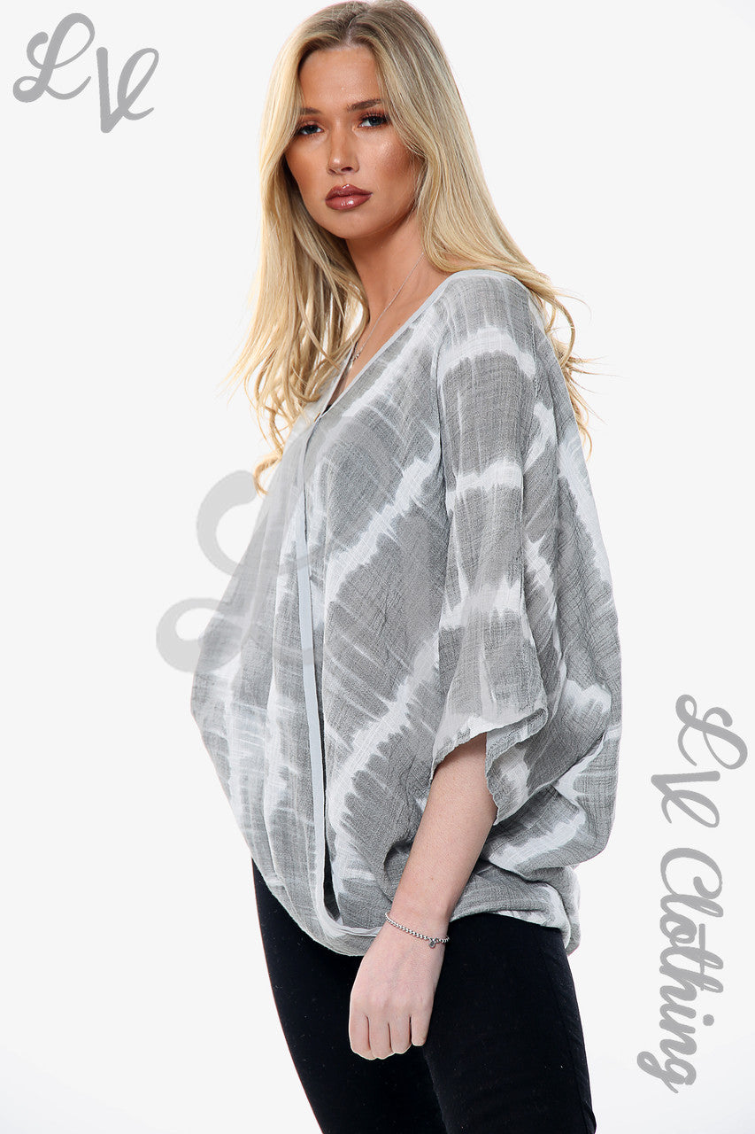 Dames Tie Dye Print Luchtige Top Zilver Stukprijs €14.99