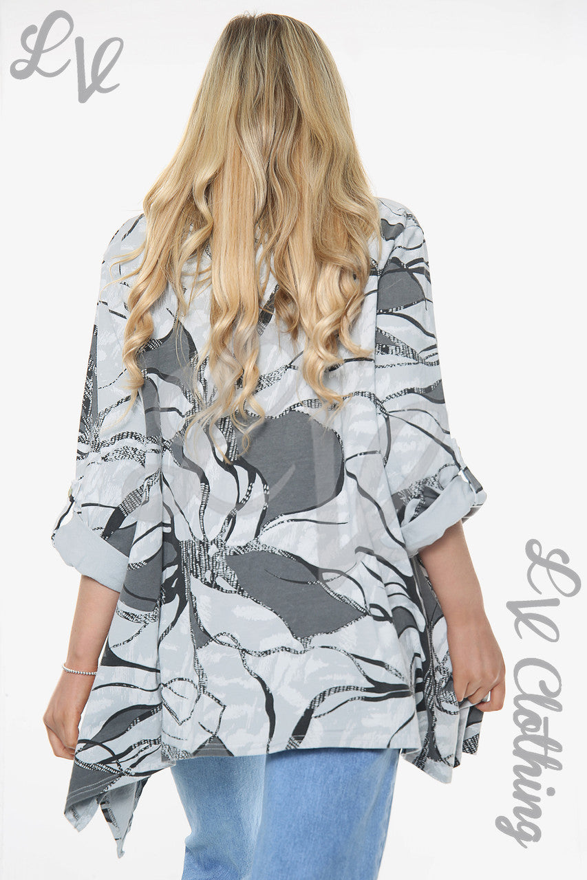 Dames Top met Abstracte Print Zilver Prijs per Stuk € 11,99