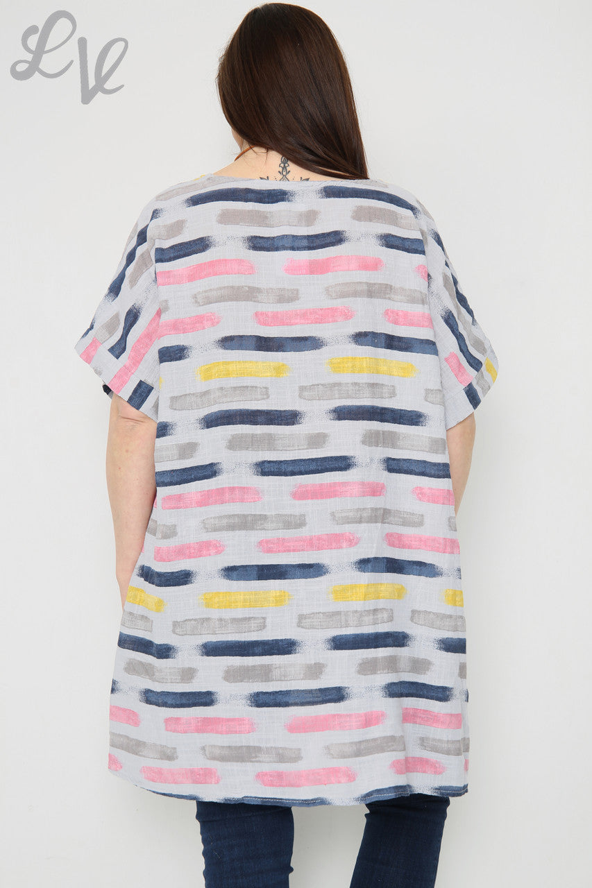 Dames Top Met Strepenprint En Asymmetrische Zoom Zilver Prijs per stuk € 8,99