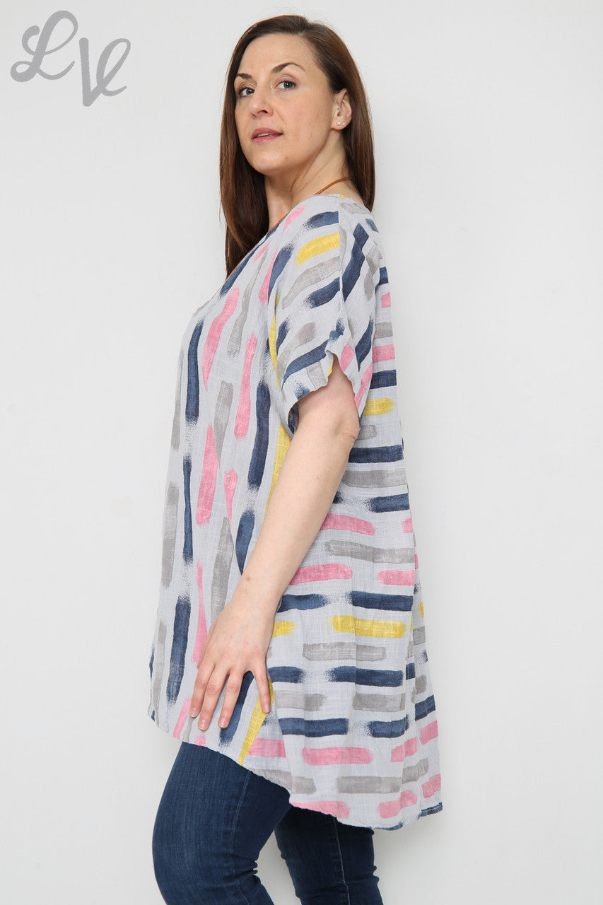 Dames Top Met Strepenprint En Asymmetrische Zoom Zilver Prijs per stuk € 8,99