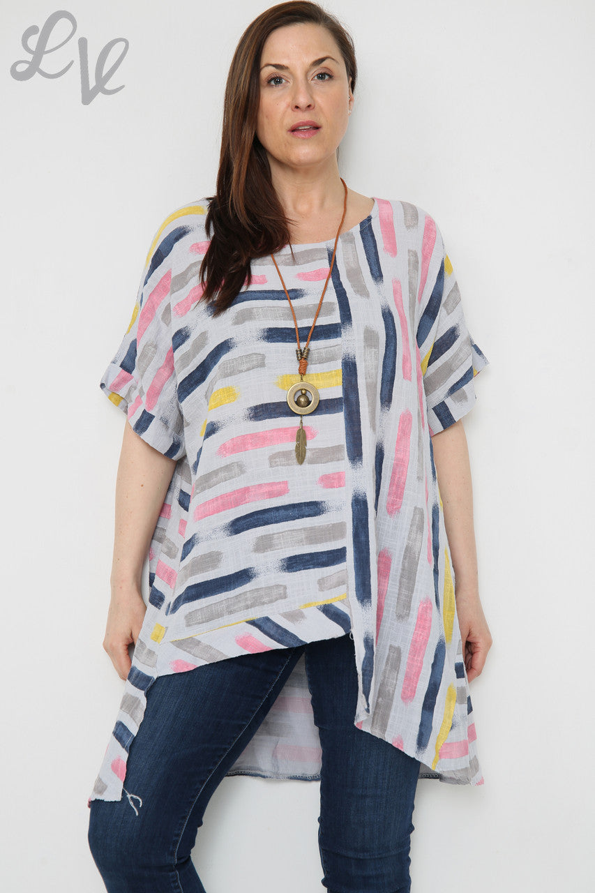 Dames Top Met Strepenprint En Asymmetrische Zoom Zilver Prijs per stuk € 8,99
