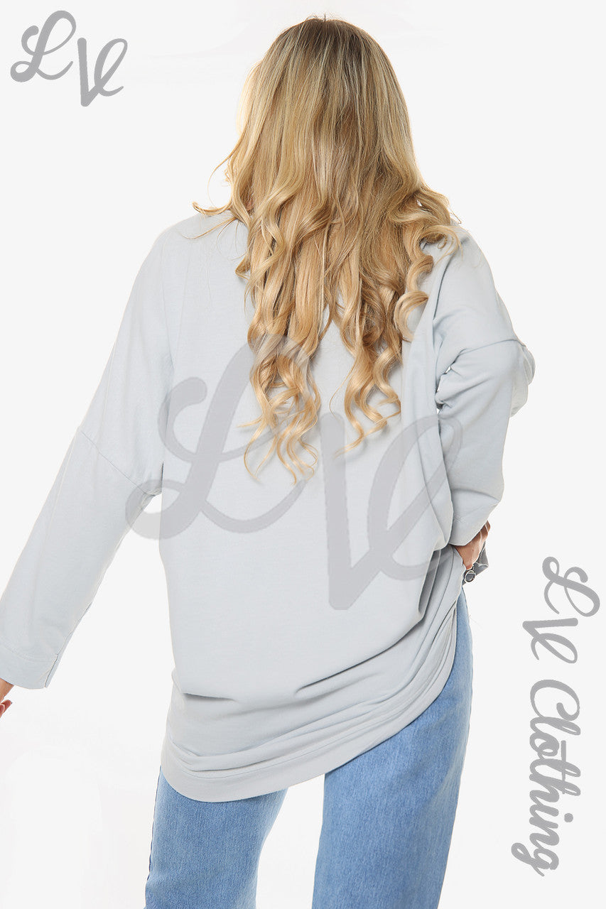 Dames Graffiti Vormen Sweatshirt Top Zilver Stukprijs € 11,99