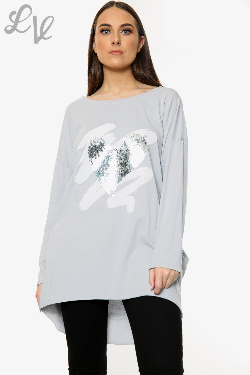 Ladies Squiggle Love Heart Top Silver Unit Price £10.99