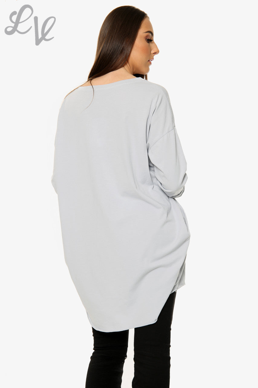Ladies Diamante Love Top Silver Unit Price WAS £12.99 NOW £6.49