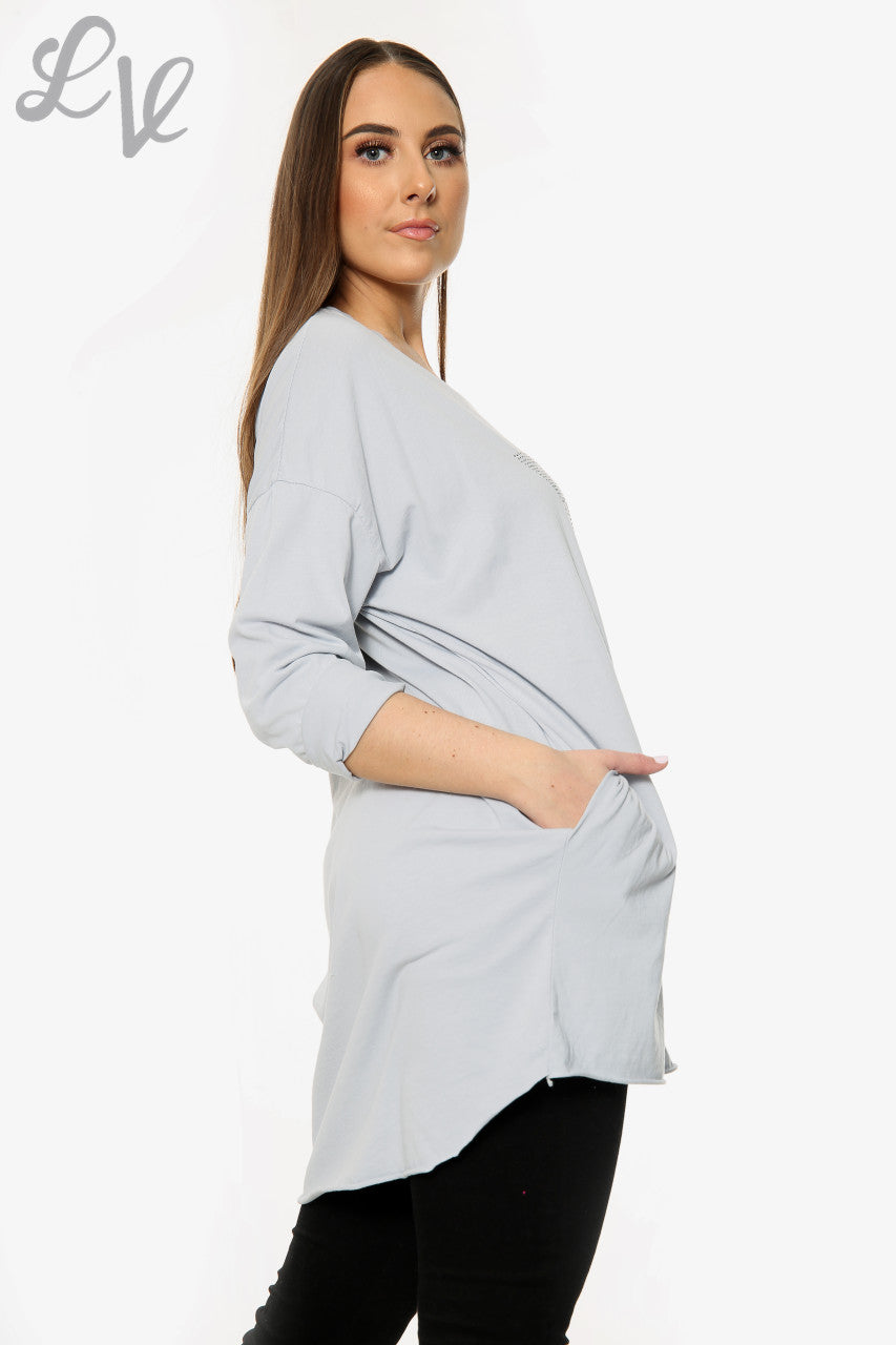 Ladies Diamante Love Top Silver Unit Price WAS £12.99 NOW £6.49