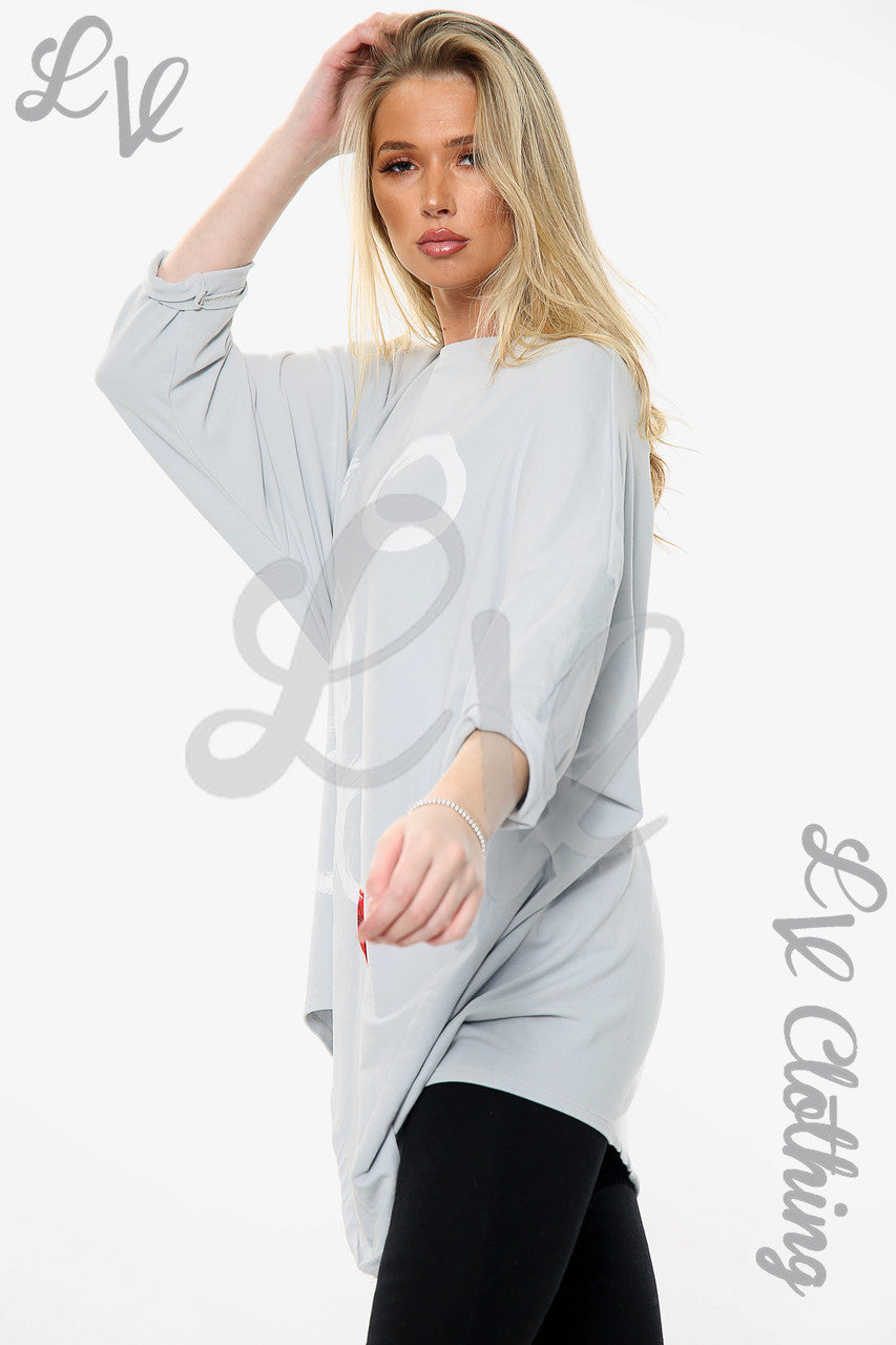 Dames Paintbrush Shapes Print Sweatshirt Top Zilver Prijs per eenheid € 15,99