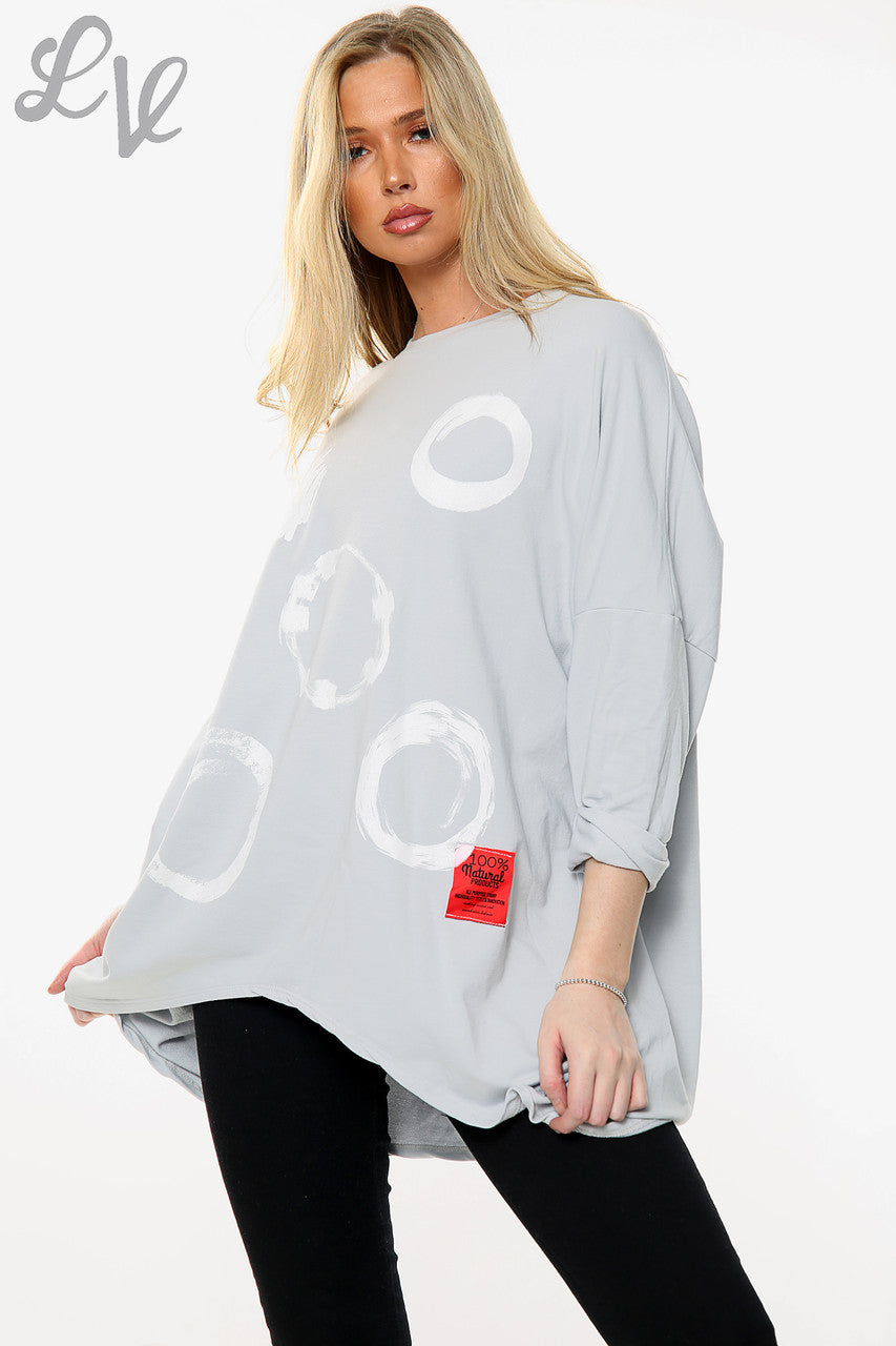 Dames Paintbrush Shapes Print Sweatshirt Top Zilver Prijs per eenheid € 15,99