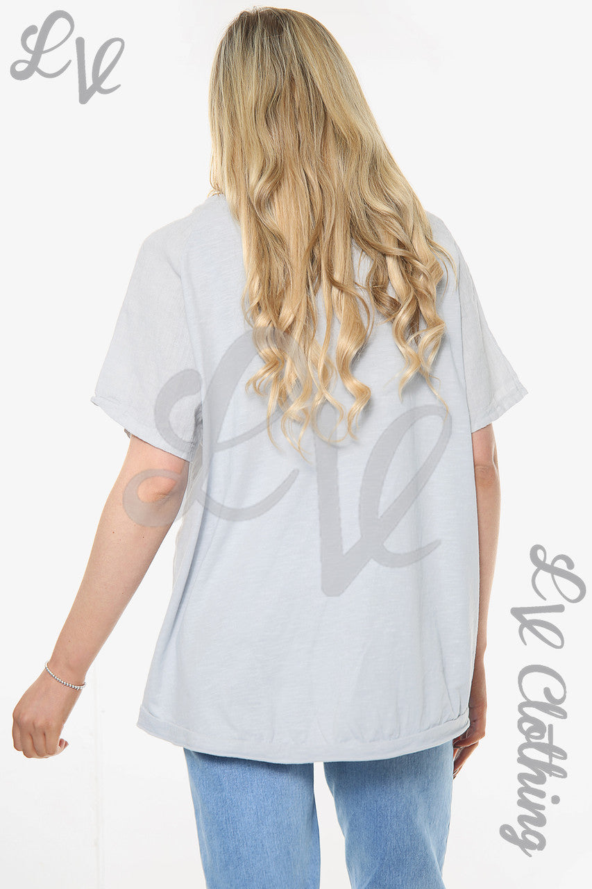 Dames Linnen Top Met Bloemenapplique Zilver Stukprijs €12,99