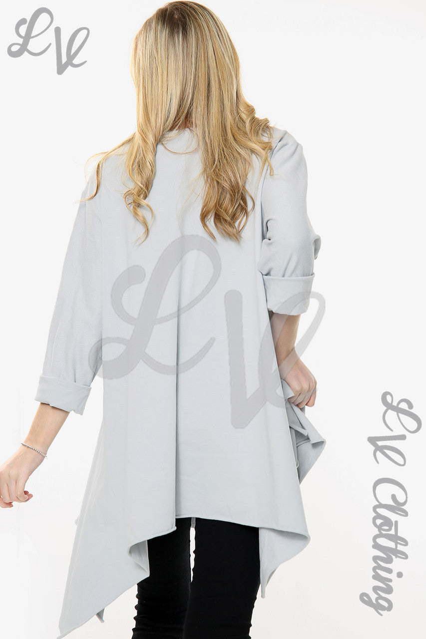 Dames sweatshirt met gedrapeerde zoom en ritsdetail zilver stukprijs € 15,99