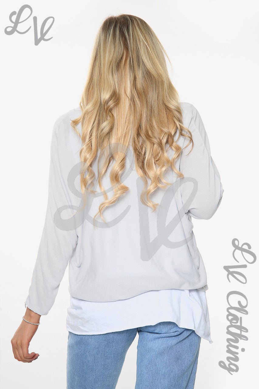 Dames Mooie Slogan 2-laags Top Zilver Stuksprijs WAS £13,99 NU £6,99