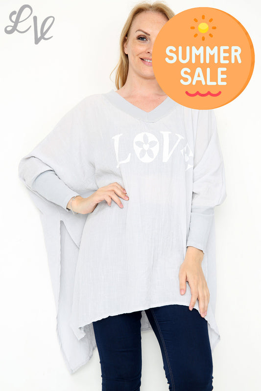 Ladies Love Batwing Top Silver Unit Price WAS £9.99 NOW £5.99