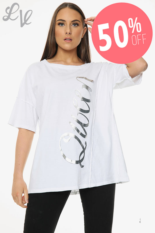 Ladies Foil Queen Script Top Silver Unit Price WAS £9.99 NOW £4.99