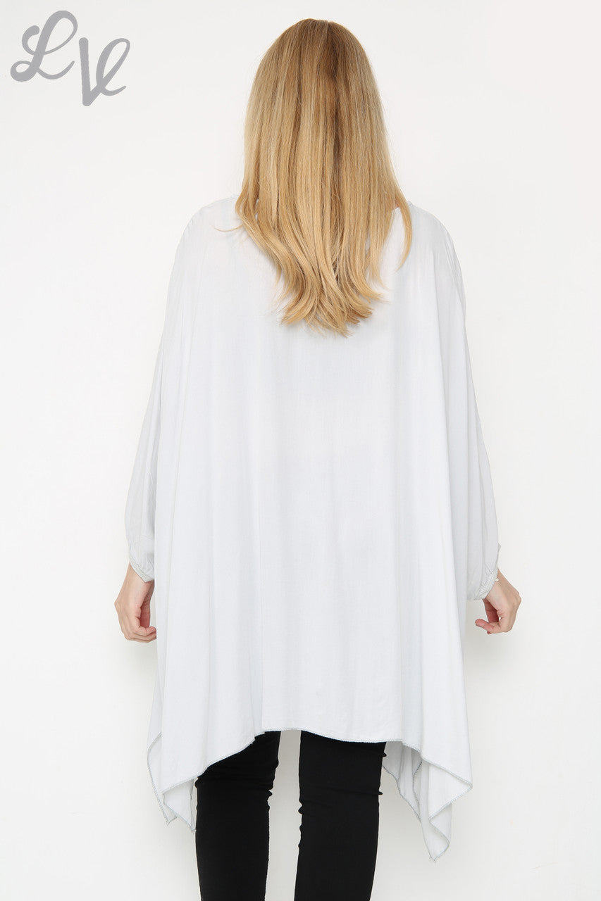 Dames folie tulpenprint luchtige top zilver eenheidsprijs € 11,99