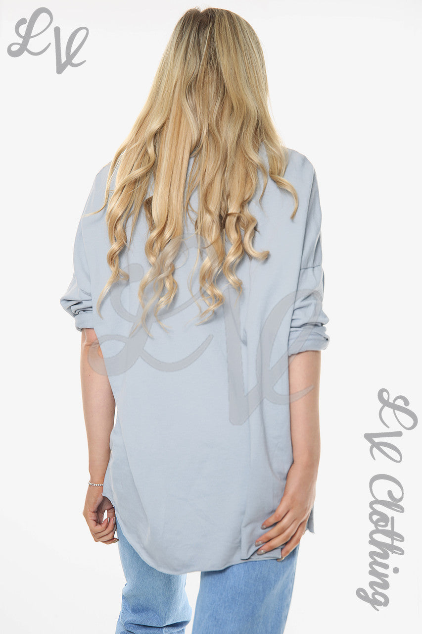 Ladies Foil Colourful Blocks Sweatshirt Top Silver Unit Price £11.99