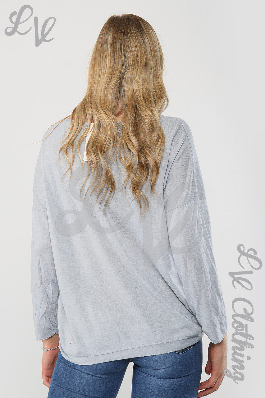 Dames Shimmer Zilveren Ster Geborduurd Top Zilver - Stukprijs € 11,99