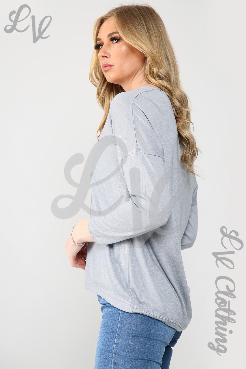 Dames Shimmer Top met Sterrenborduursel Zilver - Prijs per stuk £11.99