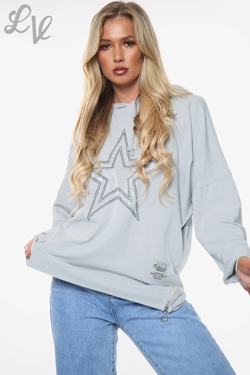 Dames Dimate Star Hoodie Zilver Stukprijs €13,99